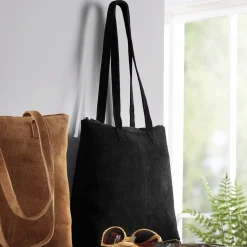 Suede Tote with Zip Closure