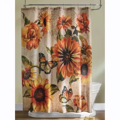 Sunflower Butterfly Shower Curtain