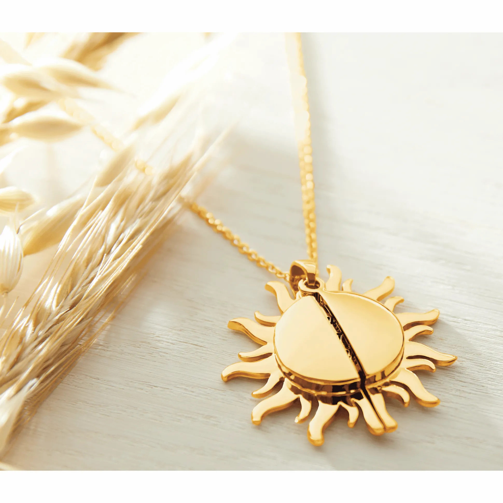 Sun Hidden Message Two-Tone Pendant