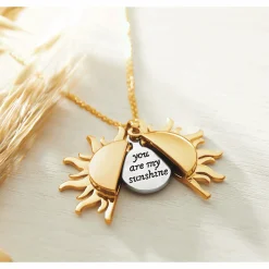 Sun Hidden Message Two-Tone Pendant