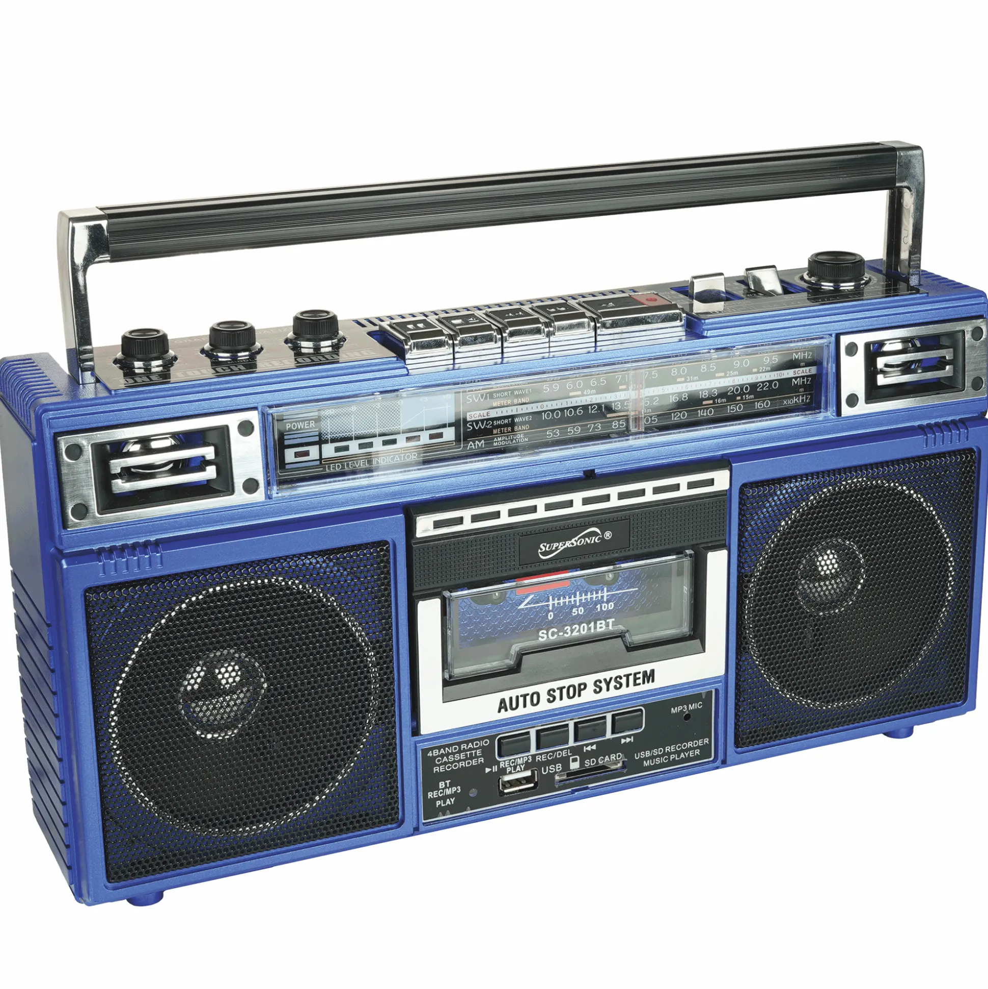 Supersonic 4-Band Radio and Cassette Player with Bluetooth