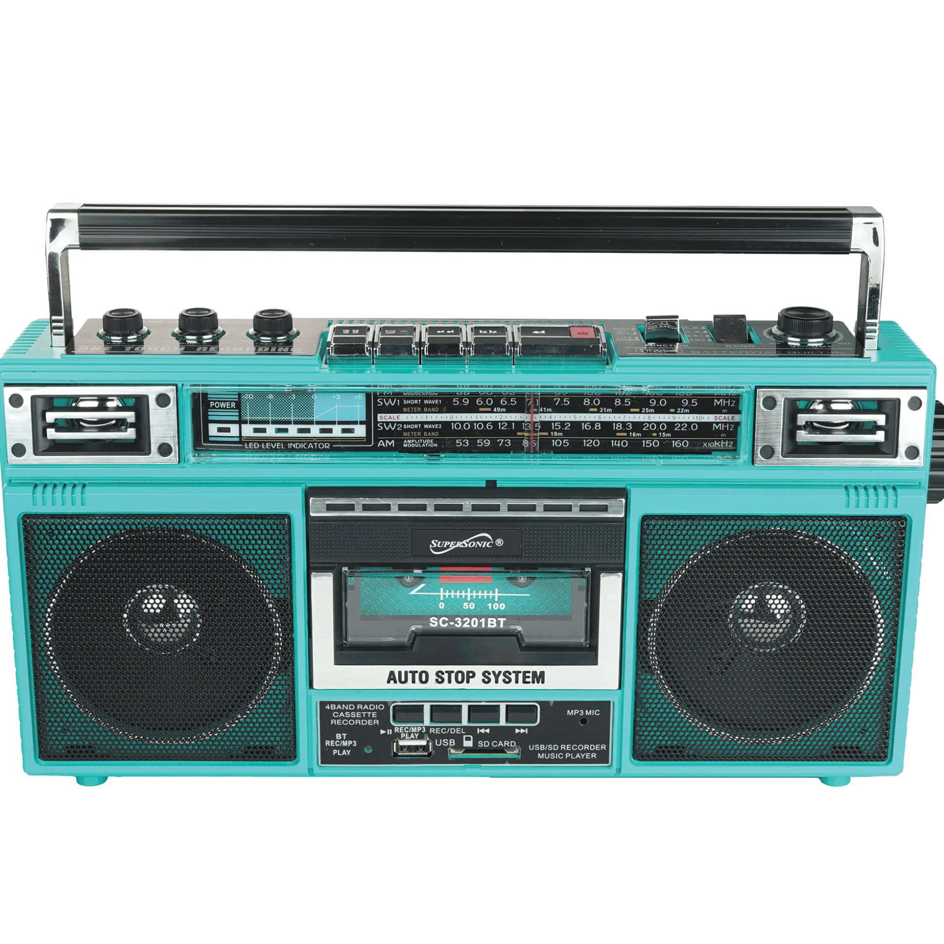 Supersonic 4-Band Radio and Cassette Player with Bluetooth