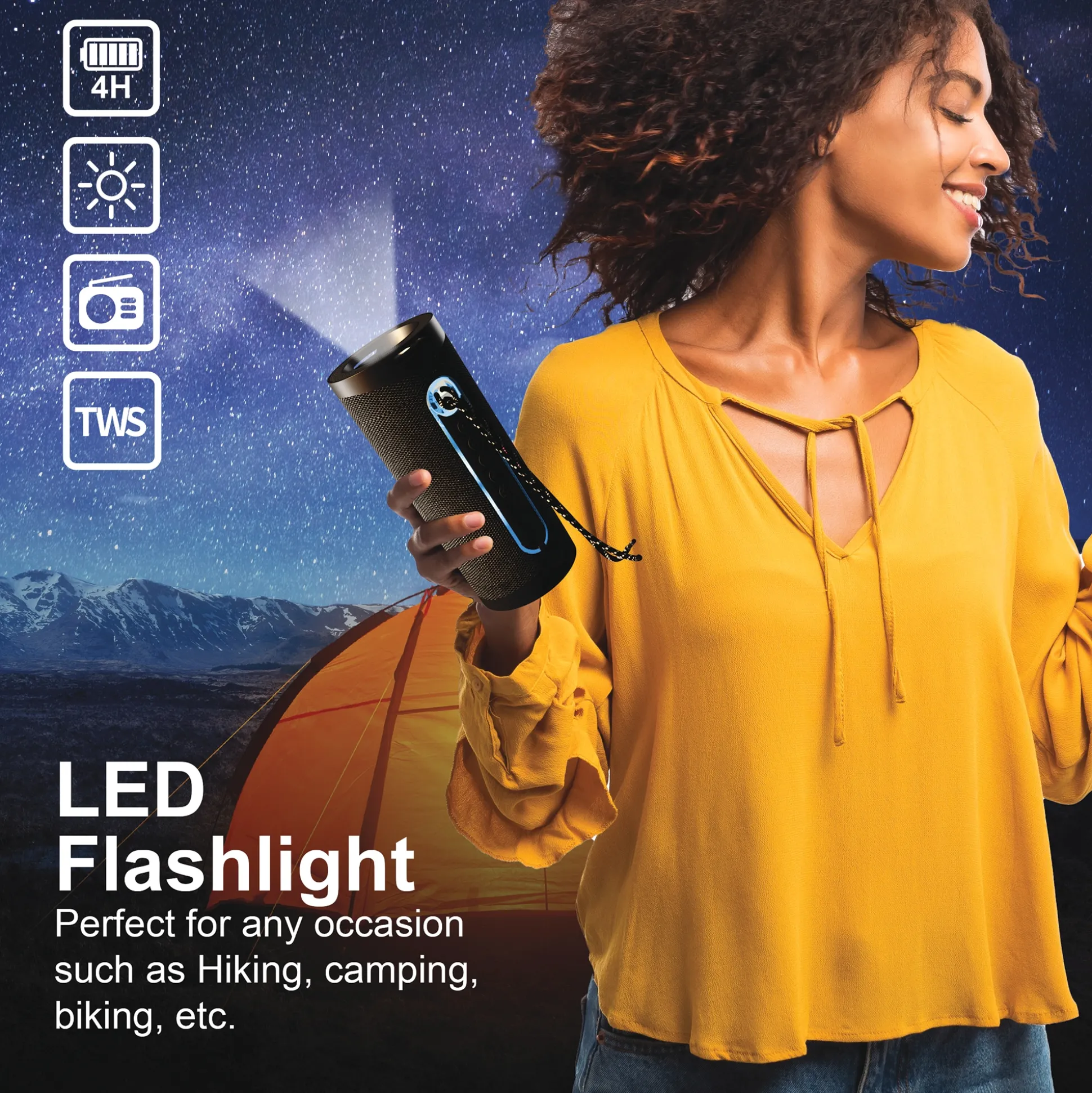 Supersonic Portable Speaker with Flashlight