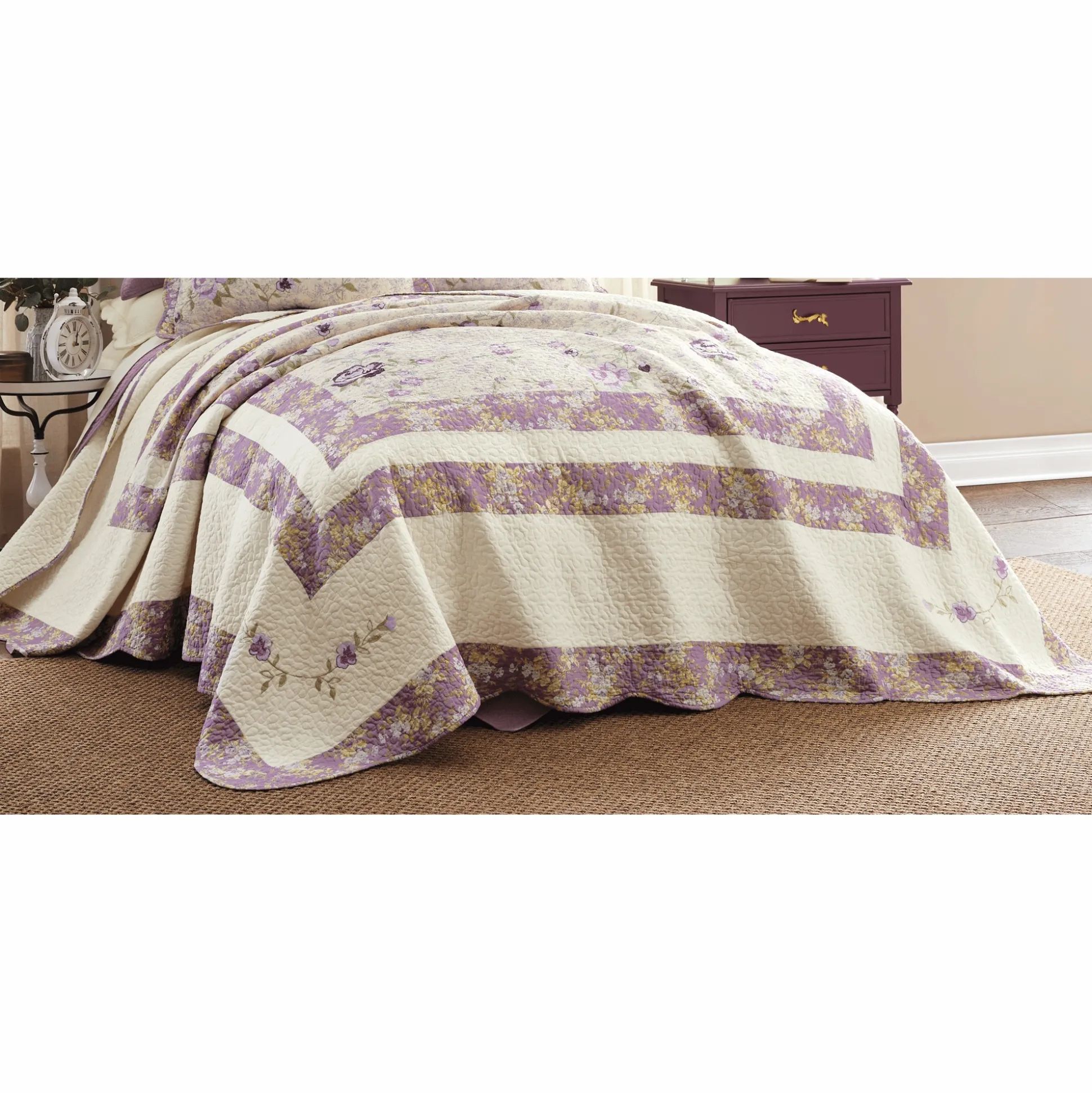 Tabitha Embroidered Floor-Length Quilt