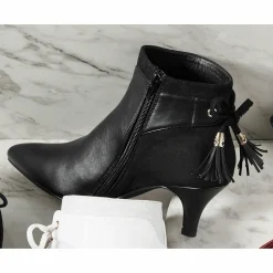 Tassel Trim Bootie for Women with 2.5" Heel and Memory Foam