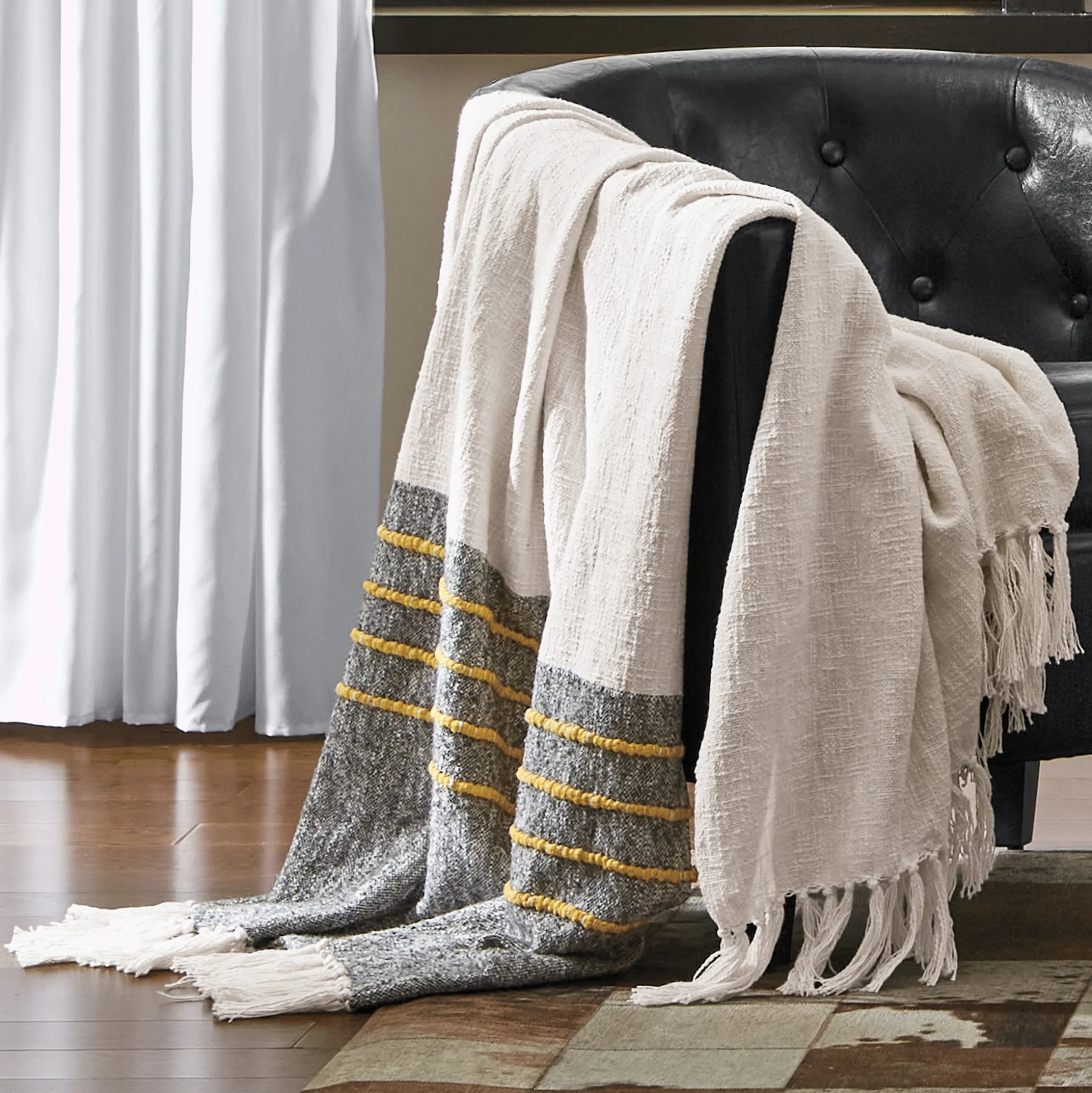 Textured Accent Stripe Throw