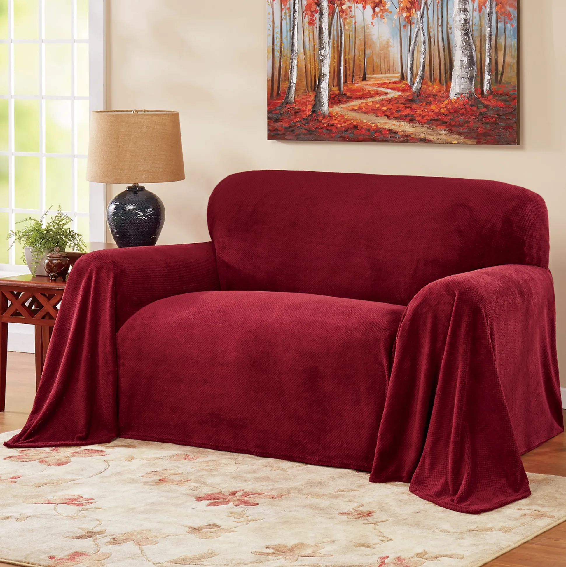 Textured Plush Furniture Throw