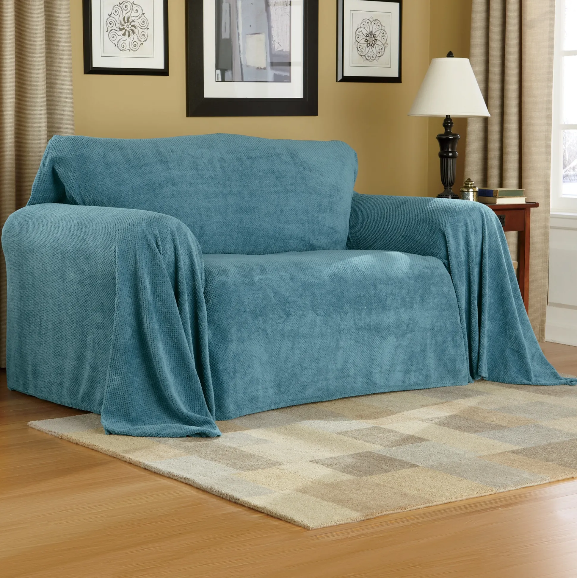 Textured Plush Furniture Throw