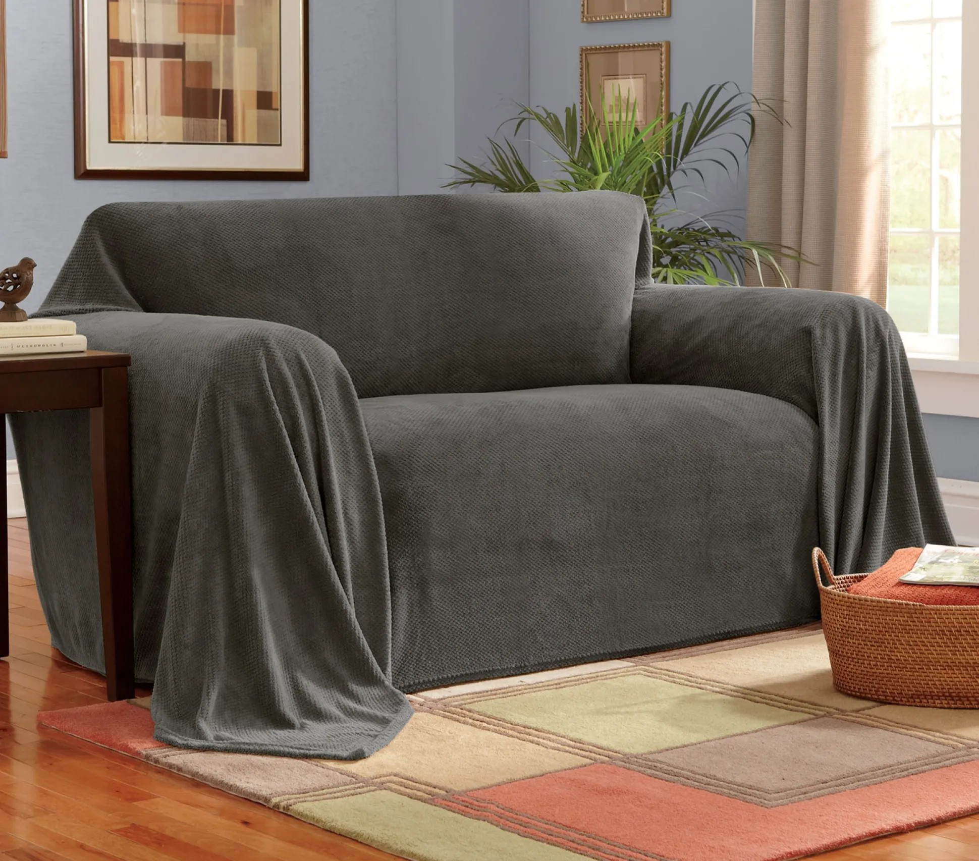 Textured Plush Furniture Throw