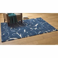 Textured Scroll Shag Rug