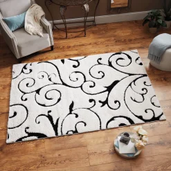 Textured Scroll Shag Rug