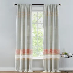 Textured Stripe Panel with Tassel Fringe