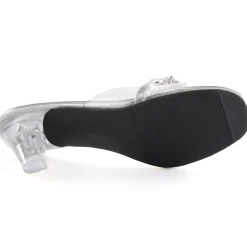 The Classique Vinyl Rhinestone Slide for Women with a Clear 2.5" Lucite Heel