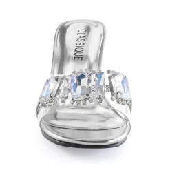 The Classique Vinyl Rhinestone Slide for Women with a Clear 2.5