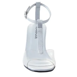 The Marnie Sandal with Rhinestone Strap and 2.5” Clear Acrylic Heel