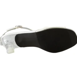 The Marnie Sandal with Rhinestone Strap and 2.5” Clear Acrylic Heel