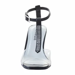 The Marnie Sandal with Rhinestone Strap and 2.5” Clear Acrylic Heel