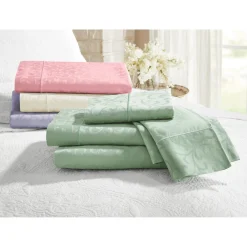 300-Thread Count Cotton Scroll Jacquard Sheet Set
