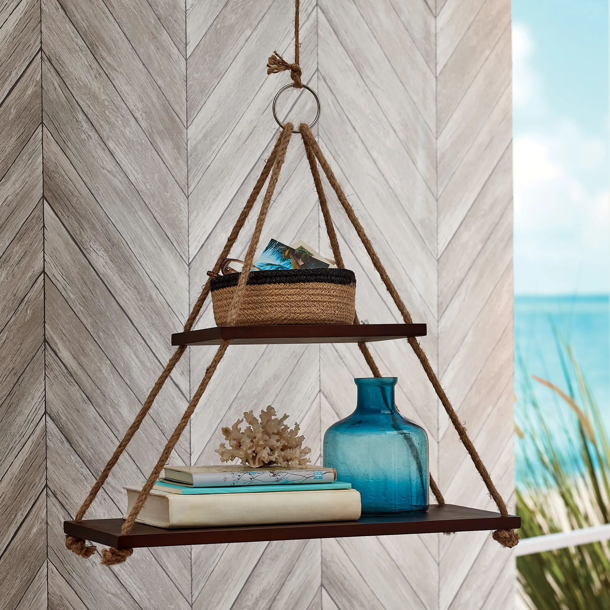 2-Tier Rope Wall Shelf