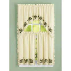 Tina Embroidered Cutwork Curtain Set
