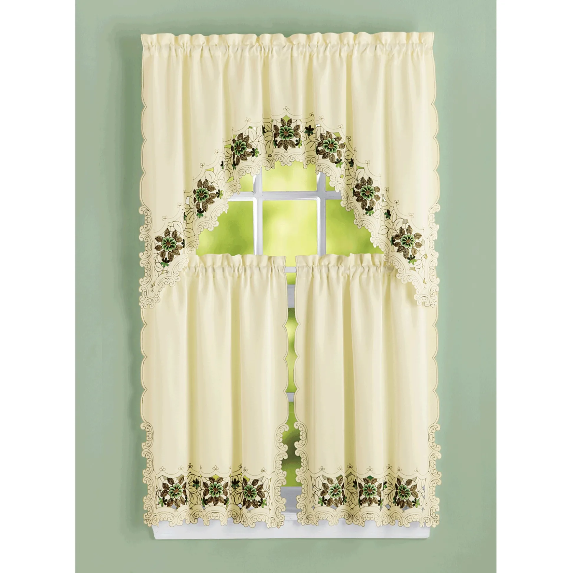 Tina Embroidered Cutwork Curtain Set