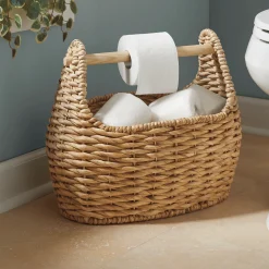 Toilet Paper Holder Wicker Basket