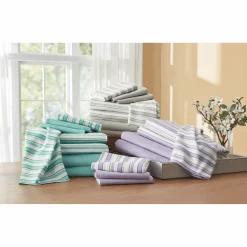 Tranquil Stripe and Solid 2-Pack Microfiber Sheet Set