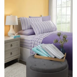 Tranquil Stripe and Solid 2-Pack Microfiber Sheet Set