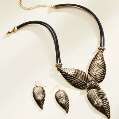 Tropical Foliage Necklace & Earring Set