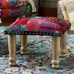 Tufted Patchwork Ottoman
