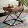 Tufted X-Frame Ottoman