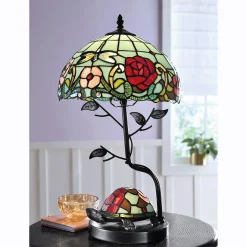 Turtle and Dragonfly Stained Glass Table Lamp