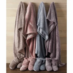 Ultraplush Throw Blanket and Bootie Slippers Gift Set