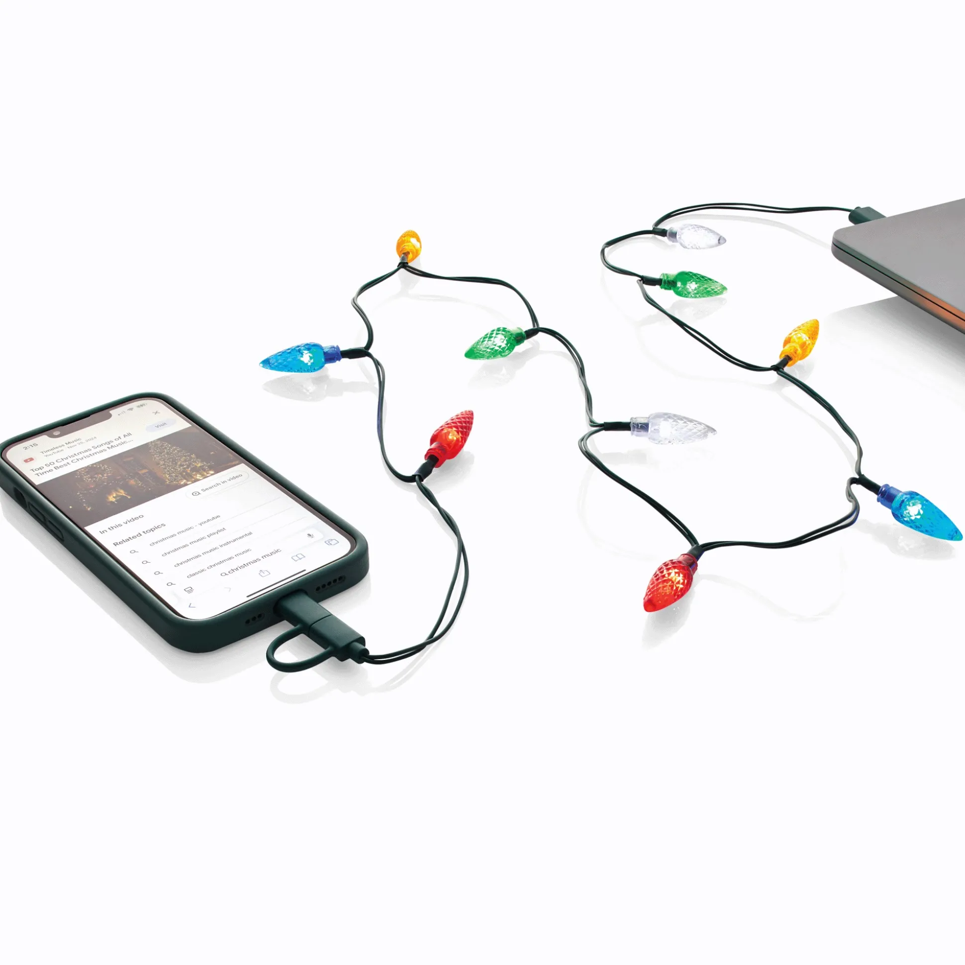 USB Charging Cable with Christmas Lights