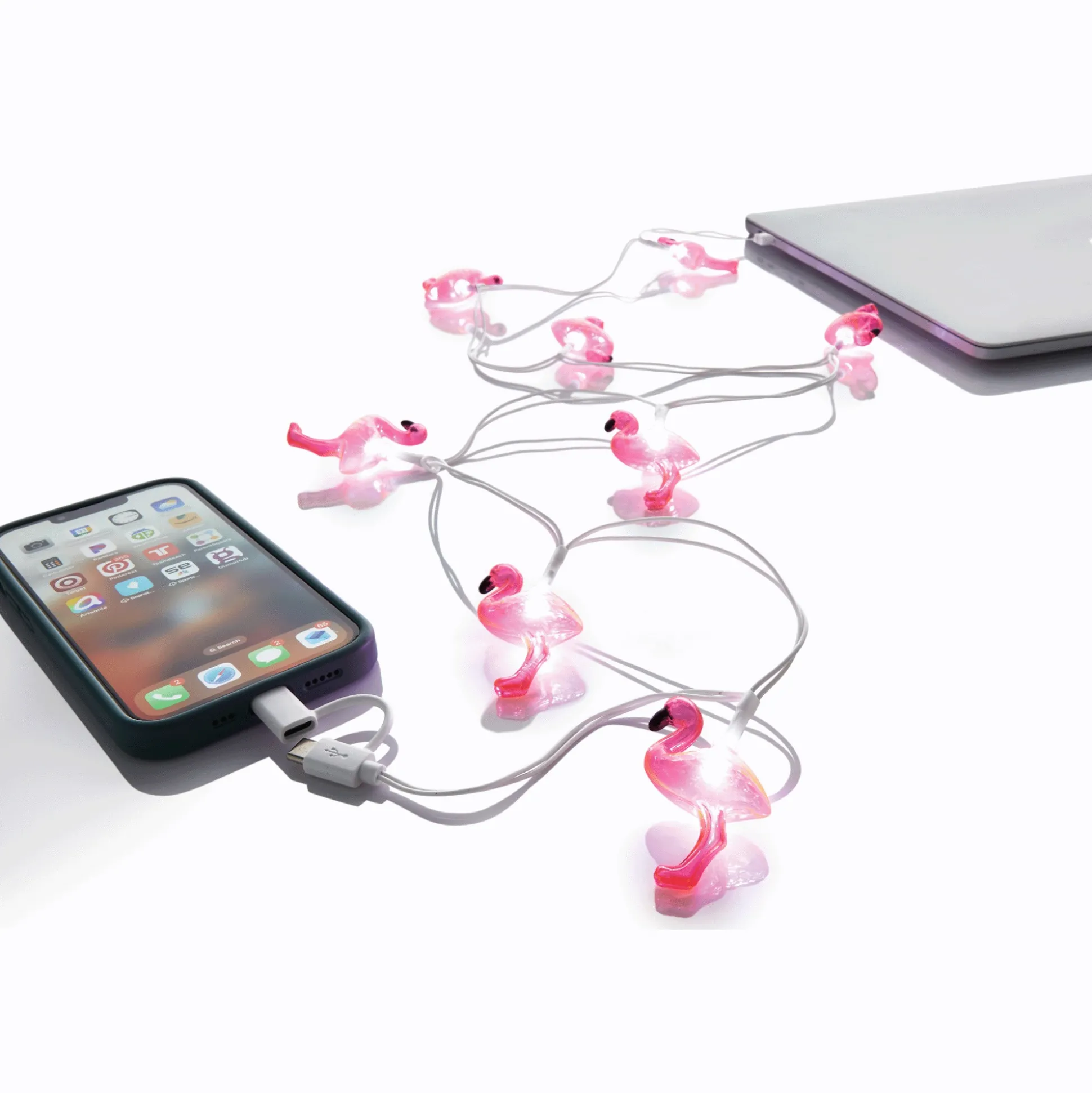 USB Charging Cable with Flamingo Lights