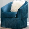 Velvet Fringe Barrel Accent Chair