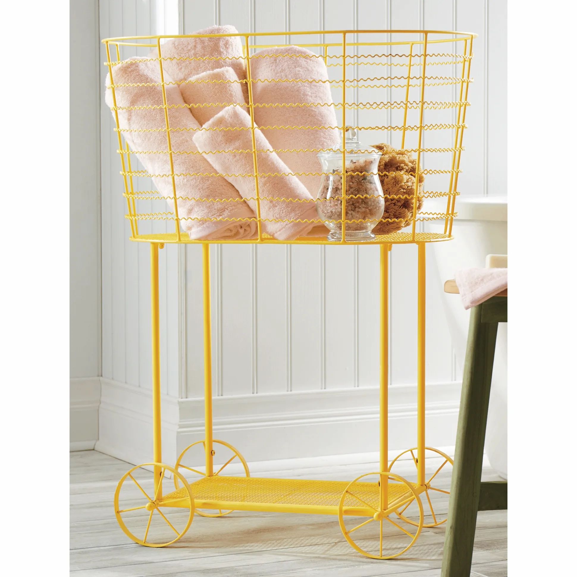 Vintage Rolling Laundry Cart
