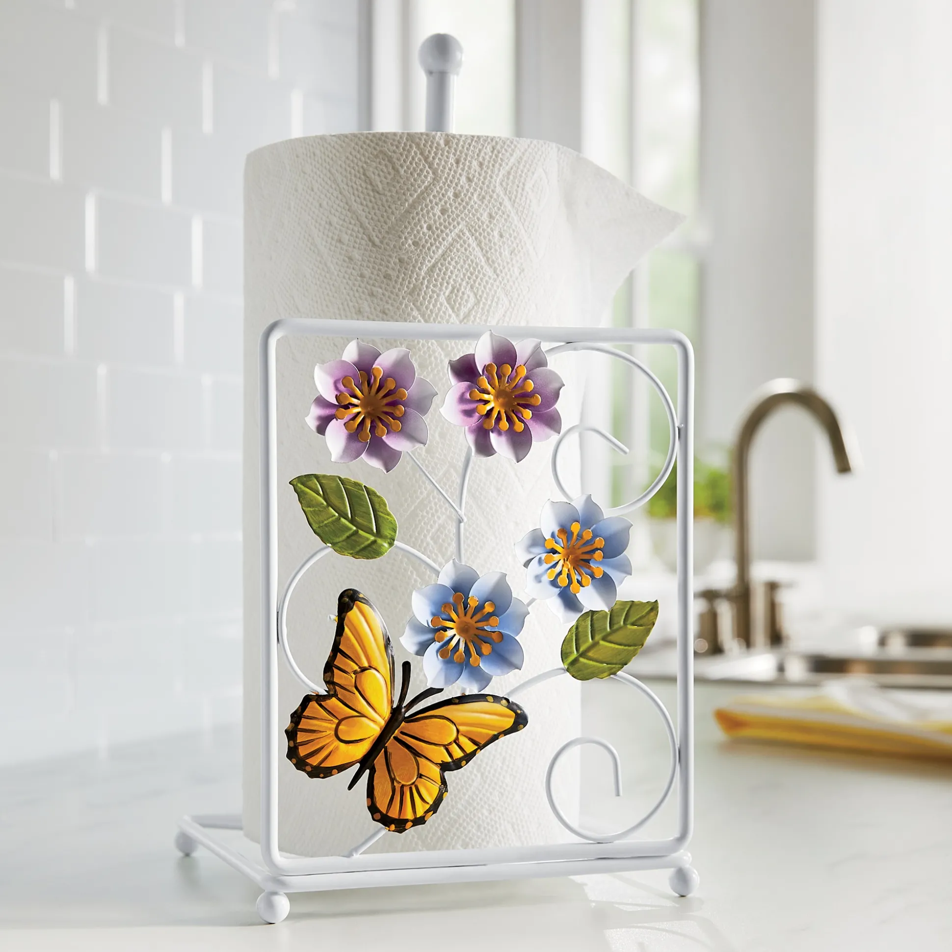 Violet Butterfly Paper Towel Holder