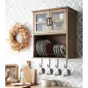 Wain Farmhouse Wall Shelf Cabinet with Dish Rack and Hooks