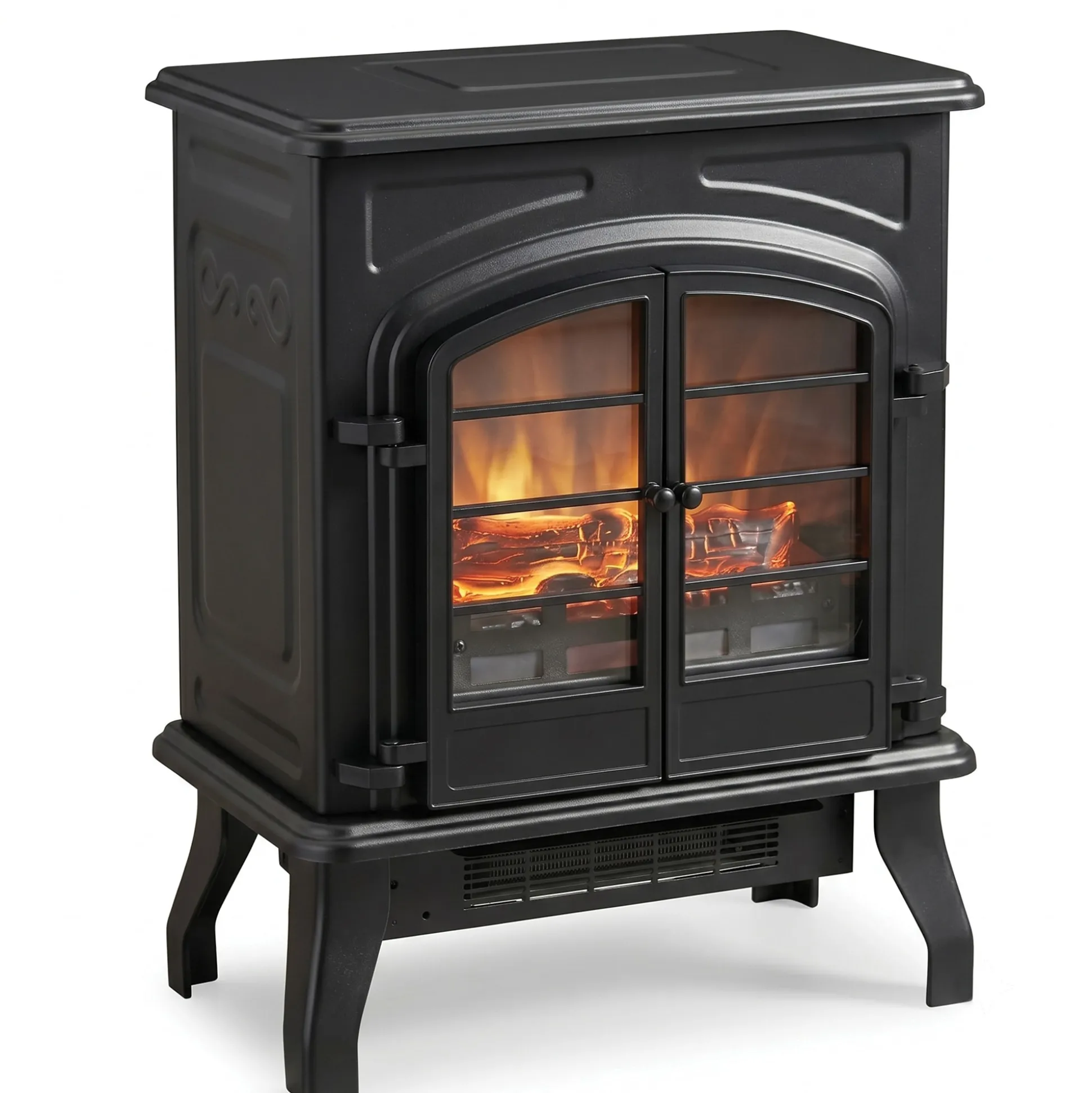 1500W Electric Fireplace Stove Heater with Remote & Realistic Flame Effect