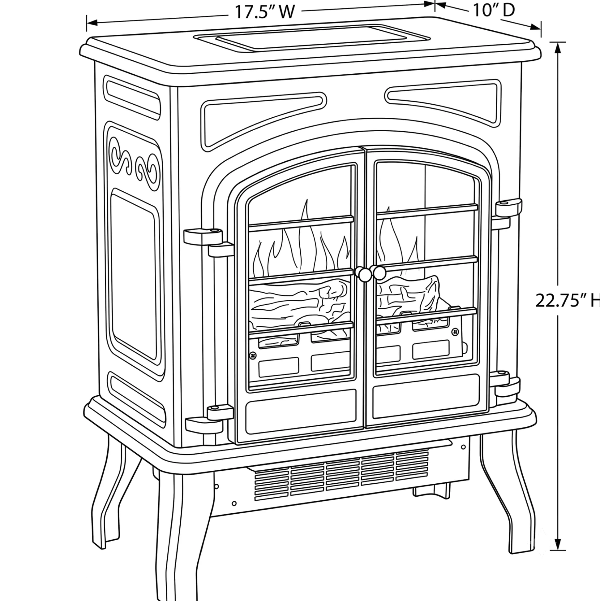 1500W Electric Fireplace Stove Heater with Remote & Realistic Flame Effect