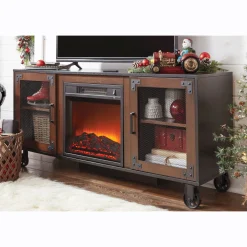 Wheeled Rustic Media Fireplace