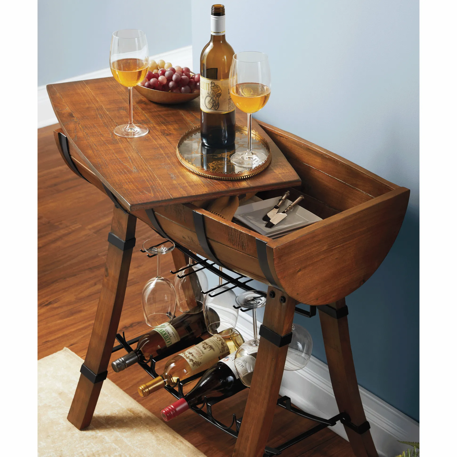 Wine Rack Barrel Table