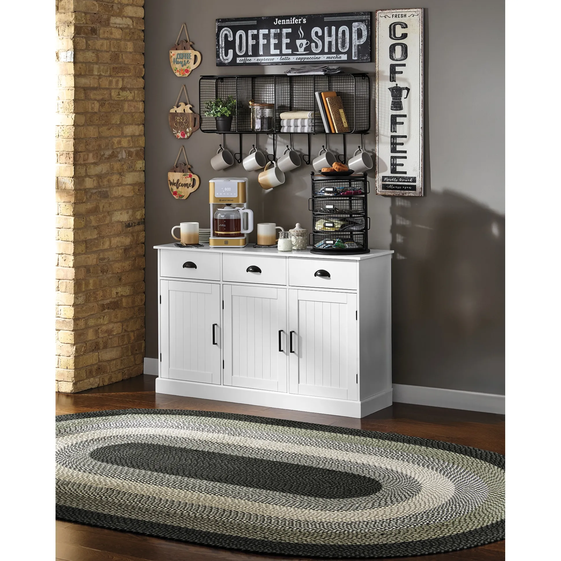 Wire Wall Shelf with Hooks