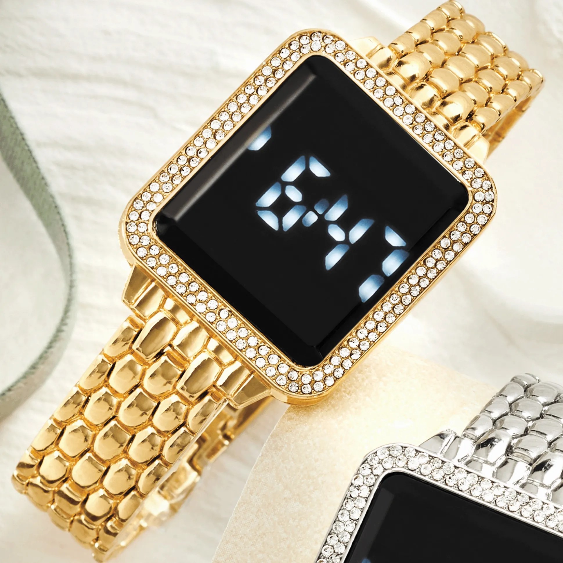 Women’s Crystal Rectangular Digital Watch