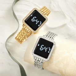 Women’s Crystal Rectangular Digital Watch