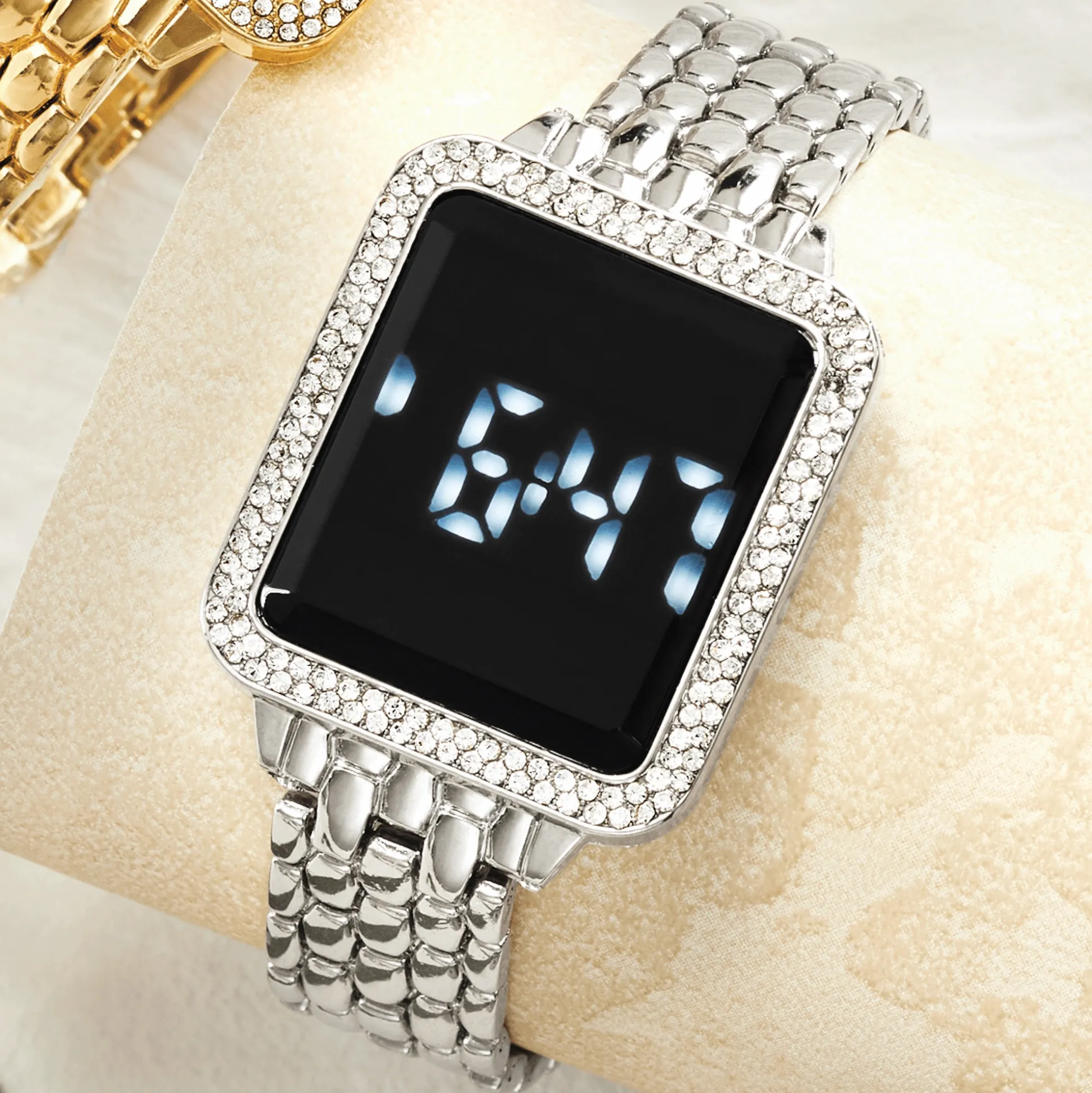 Women’s Crystal Rectangular Digital Watch