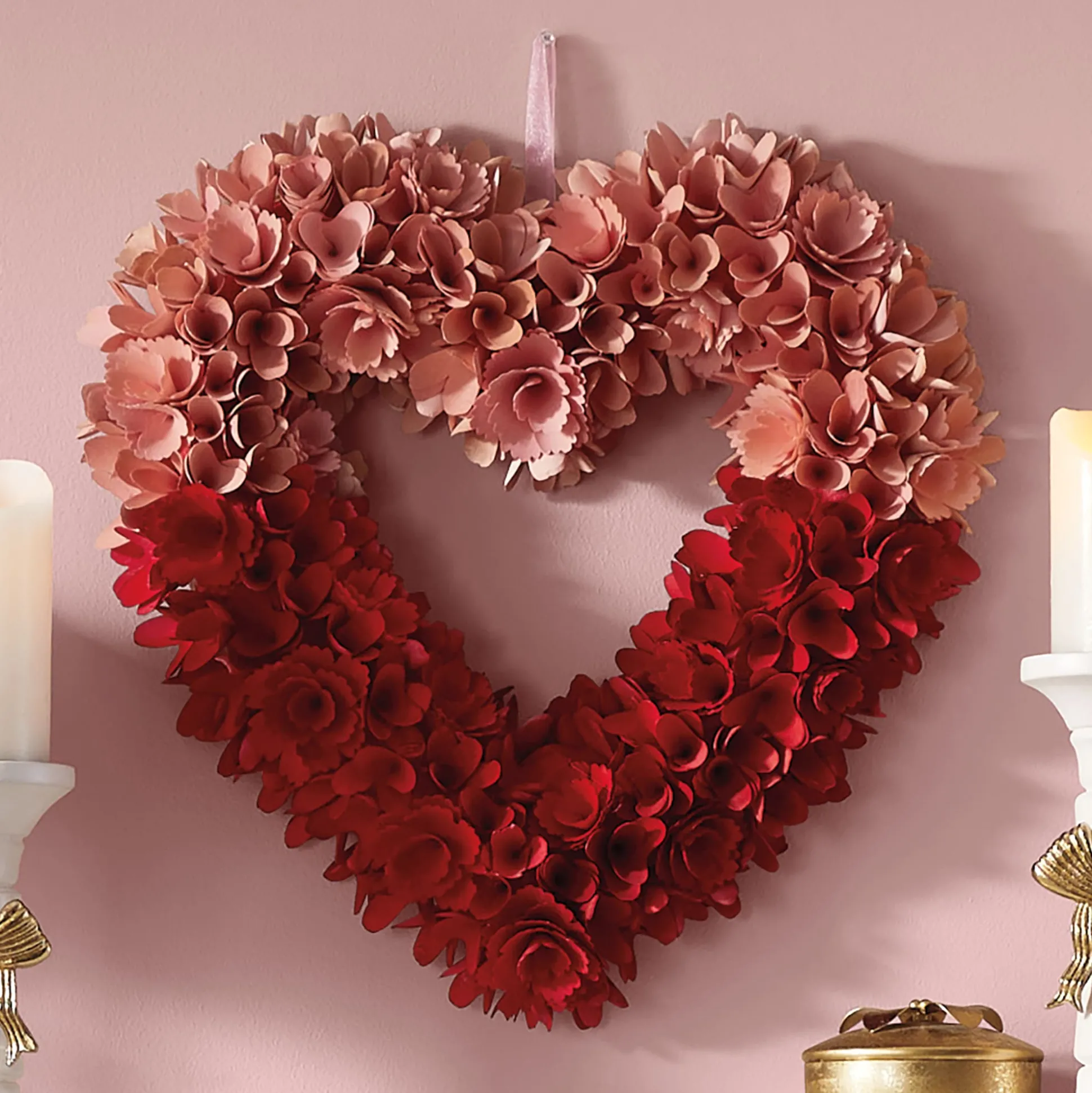 Wood-Curl Heart Wreath