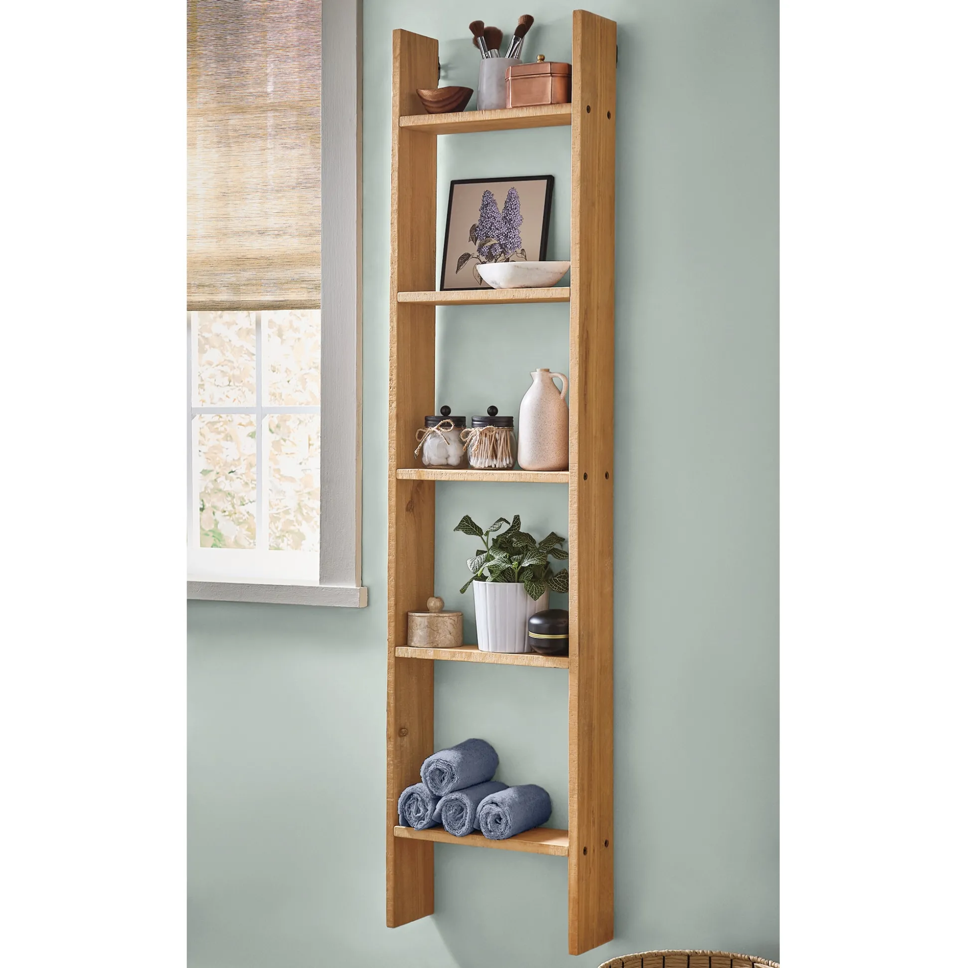 5' Wooden Ladder Shelf