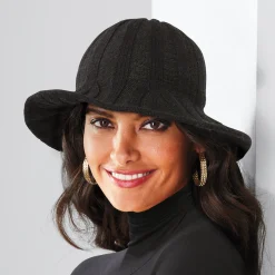Wool Blend Women's Round Hat with Ribbed Jersey Knit Pattern